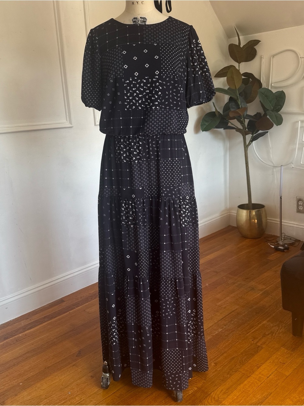 Ralph Lauren Black Patterned Maxi Dress